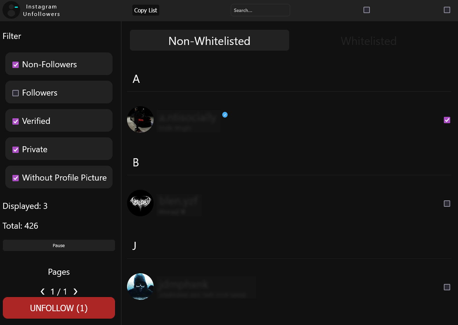 Results screen